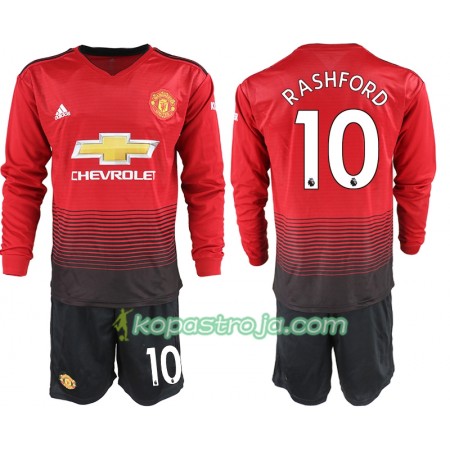 Billiga Fotbollströjor Manchester United RASHFORD 10 Barn Hemma tröja 2018/19 Långärmad